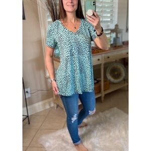 ❤️‍🔥Leopard V-Neck Round Bottom Mint 5020